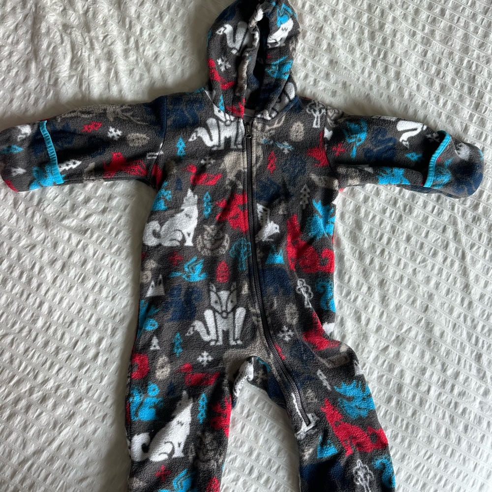 Columbia Kids Patterned Footie - Gray, Red, Blue